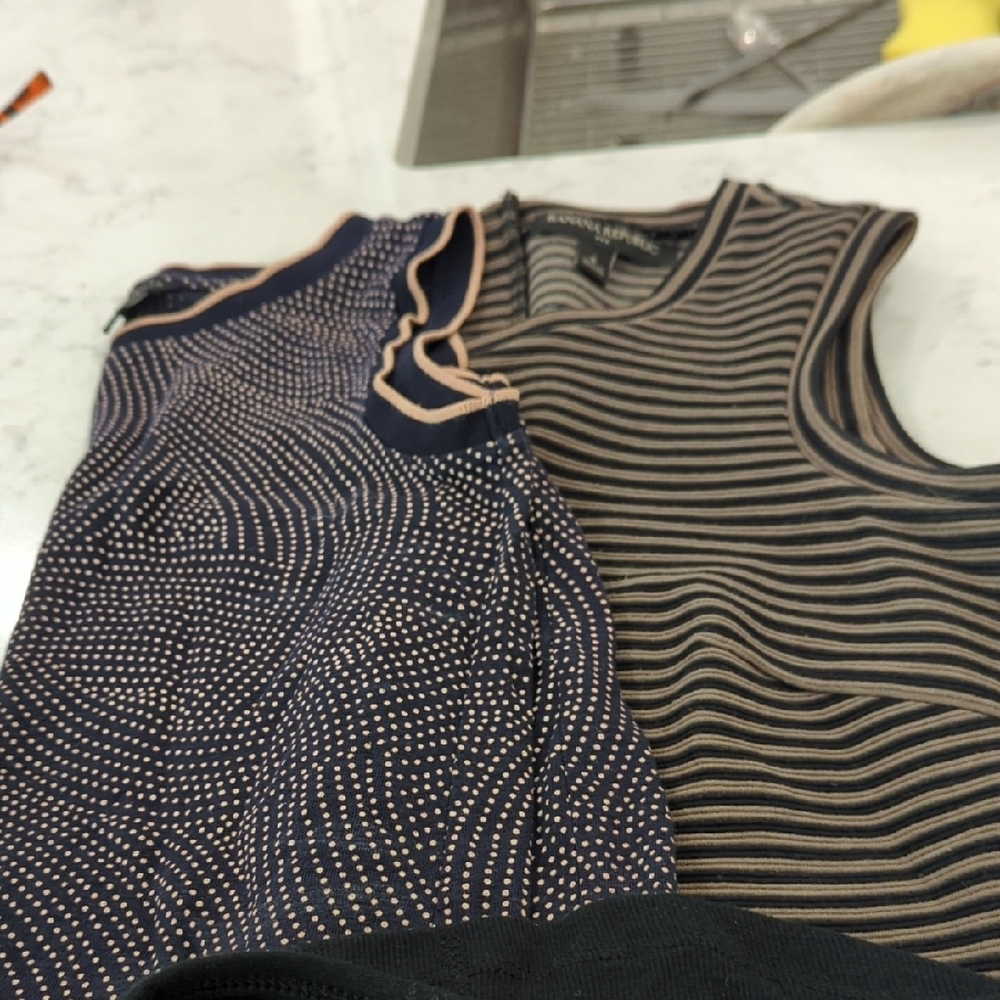 Banana Republic Striped and Dotted Tops in Navy and Beige